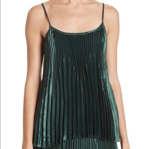Pleated tank top in a rich forest green